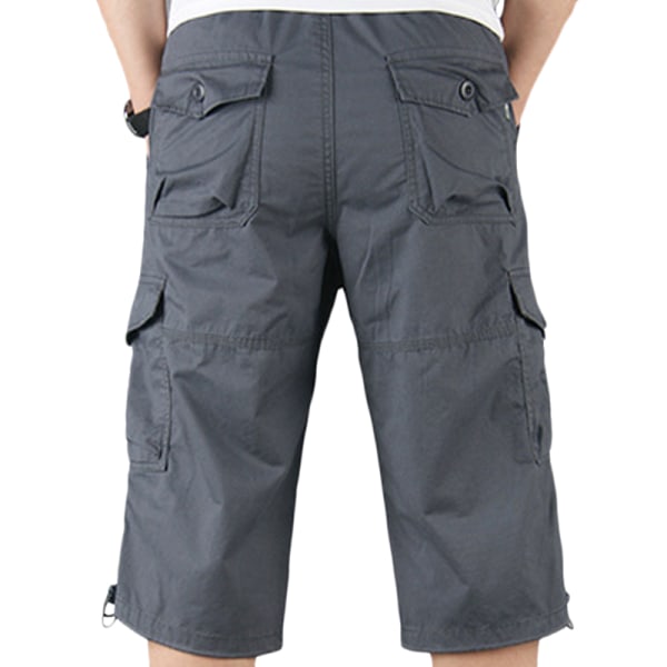 Beskurna overaller för män med flera fickor för utomhussporter casual shorts dark gray 3XL