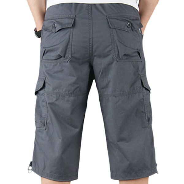 Herrklippta overaller multifickor utomhus sport casual shorts dark gray L