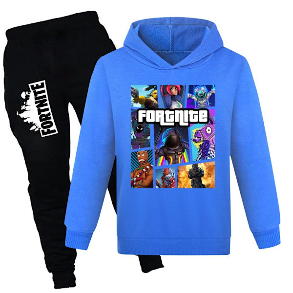 Barn Långärmad Hoodies Spel Tracksuits Pojkar Flickor Set Toppar & Byxor Dark blue 130cm