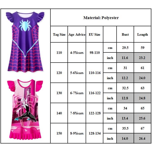 Flickor barns fantasy klänning veckade lekkläder casual A 120cm