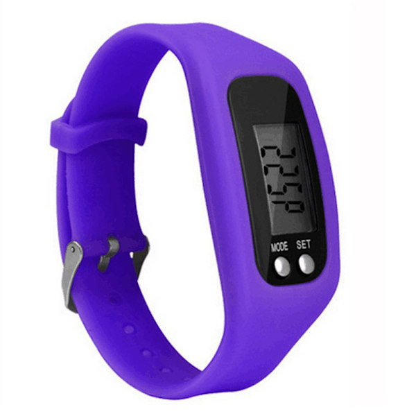 Stegräknare Klocka Med Lcd-Display Walking Fitness Tracker Armband purple