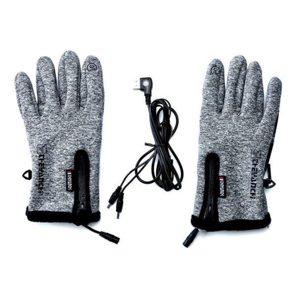 USB elektriska uppvärmda handskar Vinter Halkfri pekskärm Cykling grey Temperature regulation