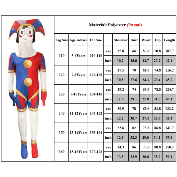 Barnens fantastiska digitala cirkusdräkt Caine Cosplay Jumpsuit C 150cm