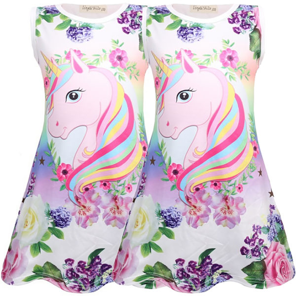 Barn Flickor Enhörning Sovkläder Pyjamas Tunika Natt Sommarklänning purple 140cm