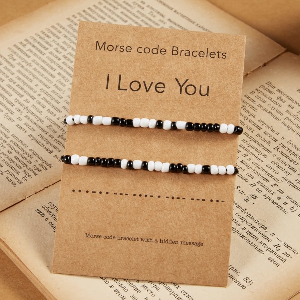 2st pararmband I Love You Morse Code Armband Alla hjärtans dag present till pojkvän