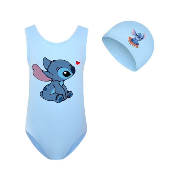 Barn Flickor Lilo & Stitch Tecknad Baddräkt Hel Baddräkt Strandkläder Simdräkt Surfdräkt Med Badmössa #7 120cm