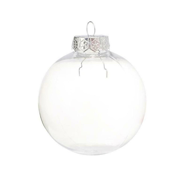 Klar plastkula julgranskula fyllbar julgransprydnad juldekoration silver 6cm