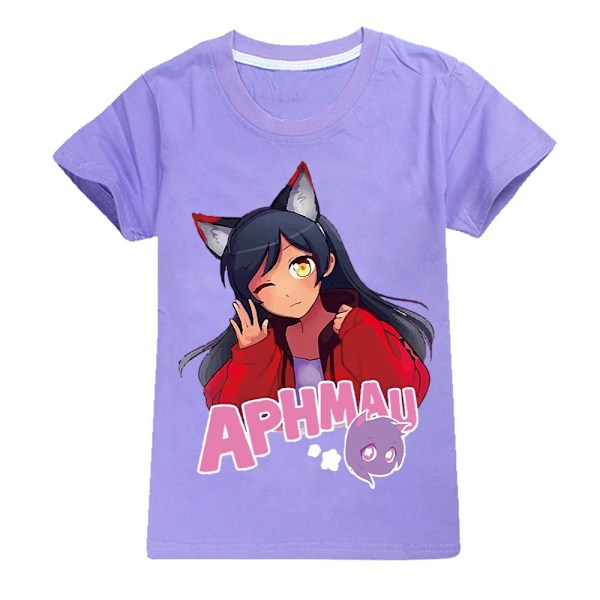 APHMAU Pojkar T-shirt Tecknade Toppar Tee Barn Pojkar Flickor T-shirts Barnkläder Sommar Kortärmad Purple 130cm
