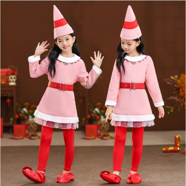 Juldräkt Barn Cosplay Elf Kostym Scenkläder red 140cm