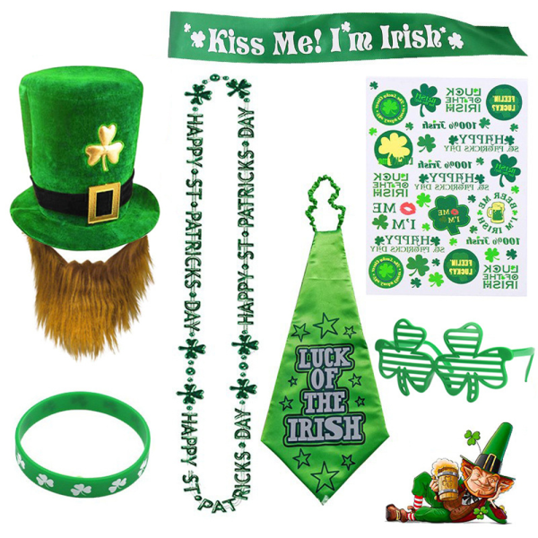 7-delade St. Patrick's Day Accessoarer Halsband Party Accessoarer 7PCS