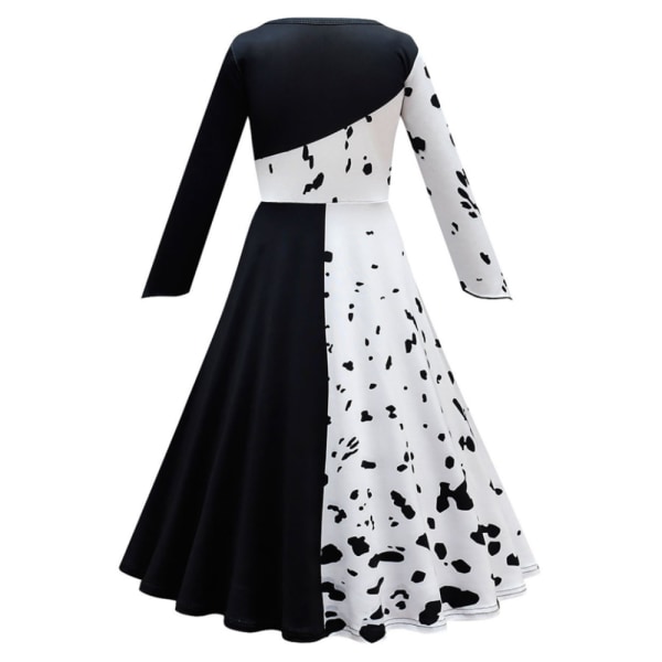 Girls Evil Madame Princess Cruella Costume Dress+Wig Cosplay White 140cm