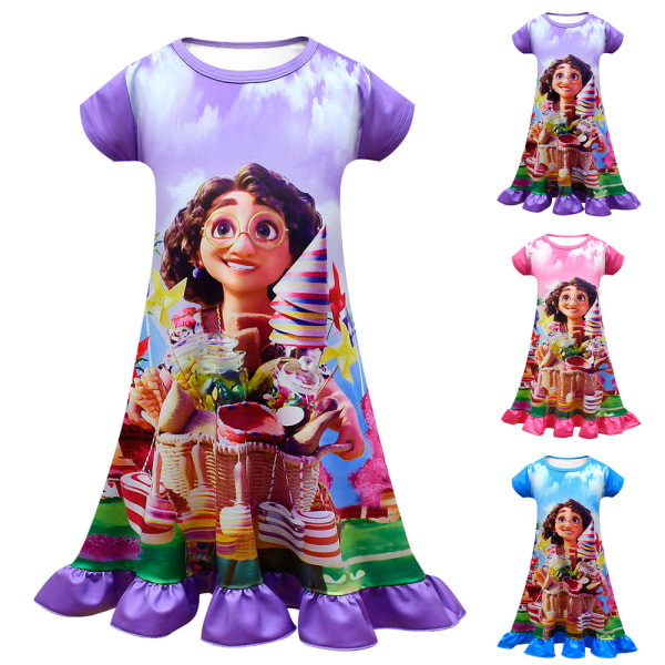 Encanto Dolores Kids Girls 3d Print Princess Dress Sleepwear Purple 120cm