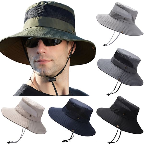 Solhatt för män och kvinnor utomhus fiske sommarhatt justerbar dark grey