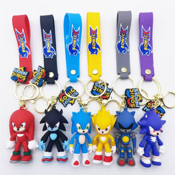 1 STK Sonic the Hedgehog nyckelring nyckelring hänge för väska charm black