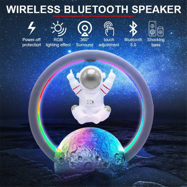 Astronaut Bluetooth Musikspelare Ljud Högtalare Radio Box Silver