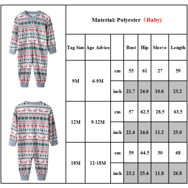 Julen långärmad overall inomhusfest förälder-barn pyjamas child 10T