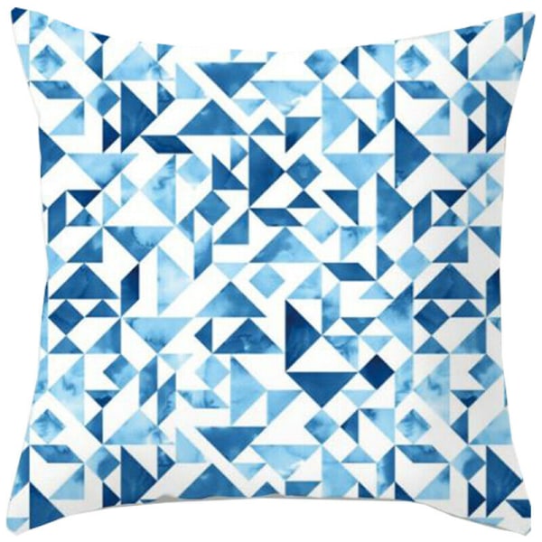 Blå geometrisk fyrkantig kuddfodral - heminredning - Bl 4