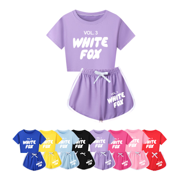 T-shirts med tryck och korta ärmar + shorts Sportkläder Set 5-14 år Barn Tonåringar Flicka Träningsdräkt Black 140cm