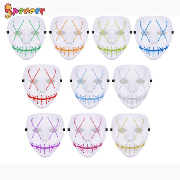 Halloween LED-ljusmask Masquerade Party Cosplay-dräkt White light 16*19.5cm