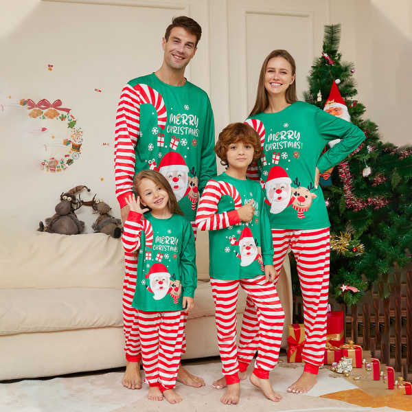 Familjematchande pyjamas set jul pyjamas mjuk loungewear Mom L