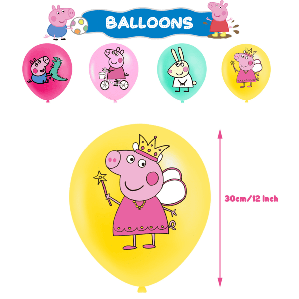 Peppa Pig Barnkalas Ballonger Dekor Tårta Cupcake Toppers