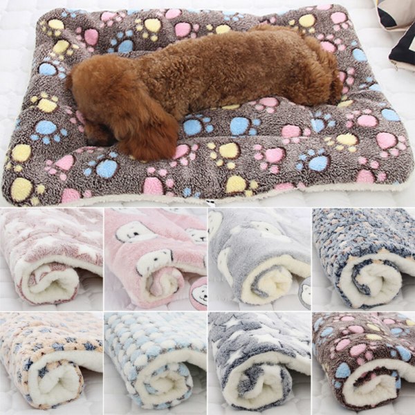 Valp Husdjur Vinter Hemfilt Katt Hund Madrass Kennel Bur Mat Pink bear head 79*60cm