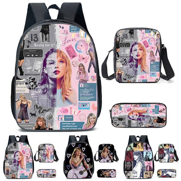 Taylor Swift Ryggsäck Skolväska Axelväska Handväska Pennfodral 3PCS/Set C