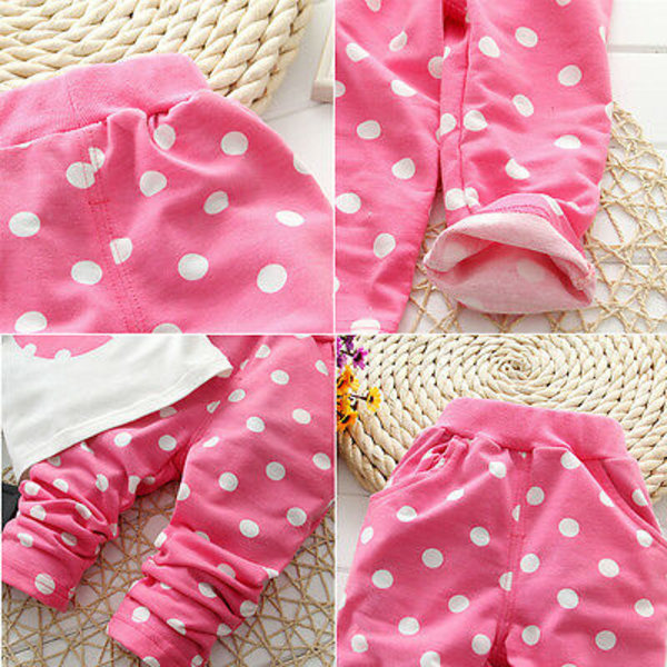 Baby Girl Minnie Polka Dot Long Sleeve Pullover Top Pants Set red 18-24 Months