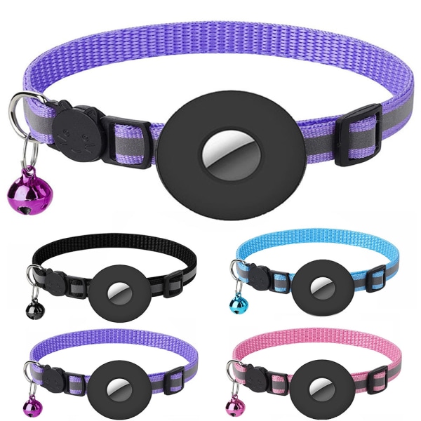 AirTag med klocka och silikon vattentäta djurhalsband purple