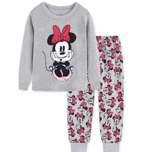 2 st flickor pyjamas Disney Minnie långärmad pullover nattkläder A 130cm