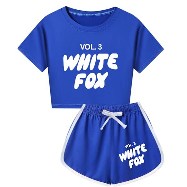 T-shirts med tryck och korta ärmar + shorts Sportkläder Set 5-14 år Barn Tonåringar Flicka Träningsdräkt Dark Blue 110cm