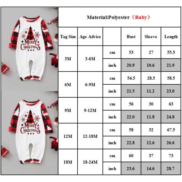 Julfestpyjamas för familjen, matchande sovkläder, julpyjamas Baby 3M