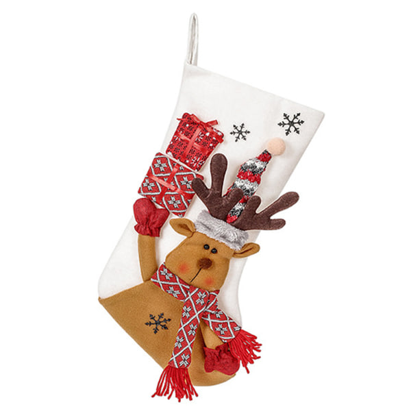 Julgransstrumpa öppen spis hängd presentpåse för familjebarn 3