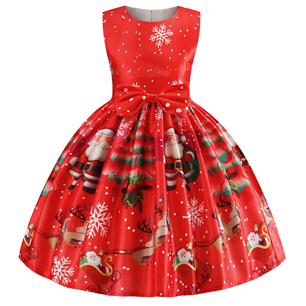 Nyårsflickor Jul Prinsessklänning Fest Retro Höstklänning big red 110cm