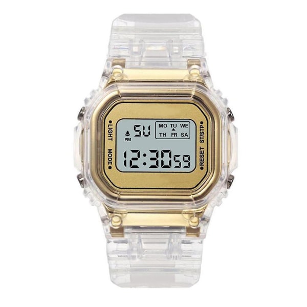 Digital Sport Watch Herr Dam Silikon Elektronisk Casual Watch gold