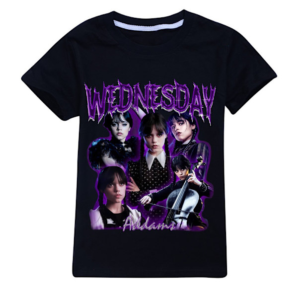 Barn Pojkar Flickor Onsdag Säsong Tryck T-shirts Casual Toppar black 140cm