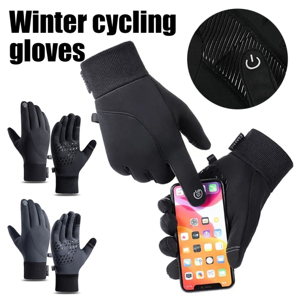Premium Thermo Handskar Vattentäta Handskar för Vinter för Kvinnor Män black M