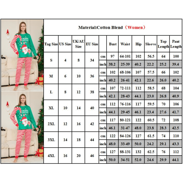 Familjematchande pyjamas set jul pyjamas mjuk loungewear Mom 3XL