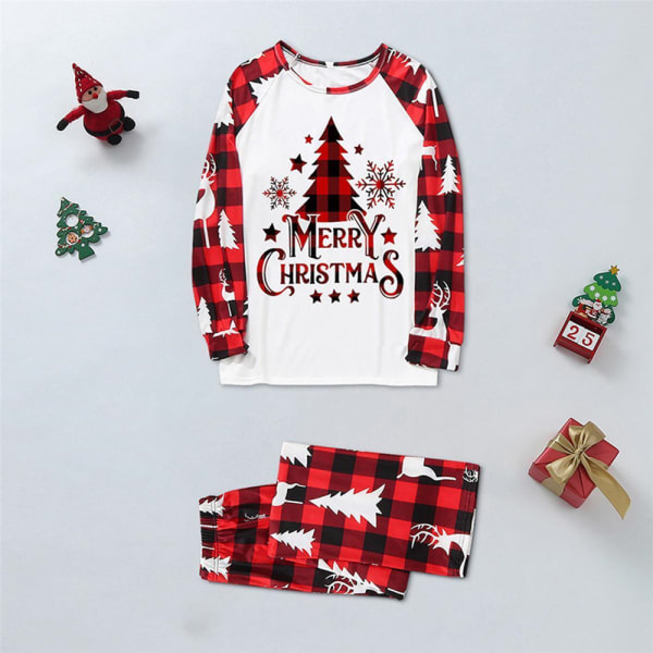 Julfestpyjamas för familjen, matchande sovkläder, julpyjamas Mom XL
