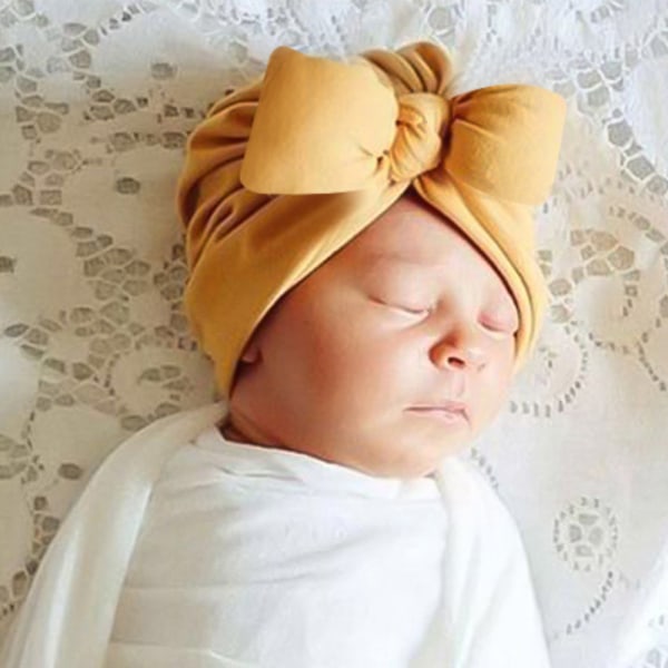 Baby flickor Stor rosett Hatthuvud Wrap Beanie Knot Pannband Ginger 1-3Y