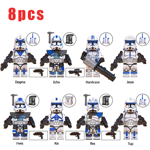 8PCS Echo Jesse Rex Robotfigurer Leksak Monterade Block Julgåva