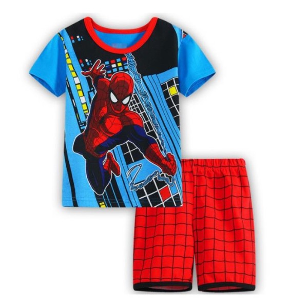 Barn Pojkar Spiderman Superhjälte Pyjamas T-Shirt Toppar Shorts Set Sommar Casual Nattkläder D 7 Years / EU 128