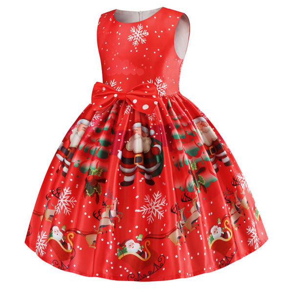 Nyår Flickor Jul Prinsessan Kostym Party Retro höstklänning big red 110cm