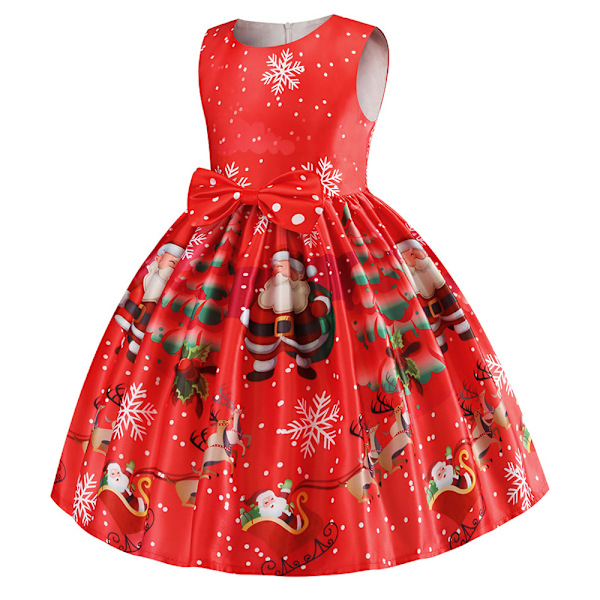 Nyårsflickor Jul Prinsessa Maskeraddräkt Retro Höstklänning big red 100cm