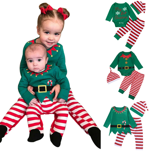 3st Kläder Baby Barn Outfits Jul Långärmade Byxor Hatt A 90cm b154 | A |  90cm | Fyndiq