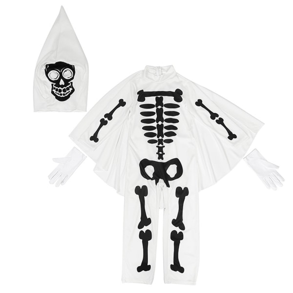 Halloween-kostymer för barns föreställningar, skelett-cosplay white S