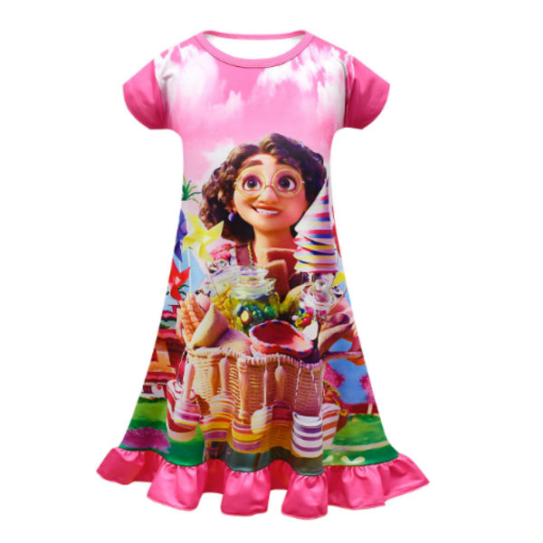 Encanto Dolores Kids Girls 3d Print Princess Dress Sleepwear Rose red 130cm