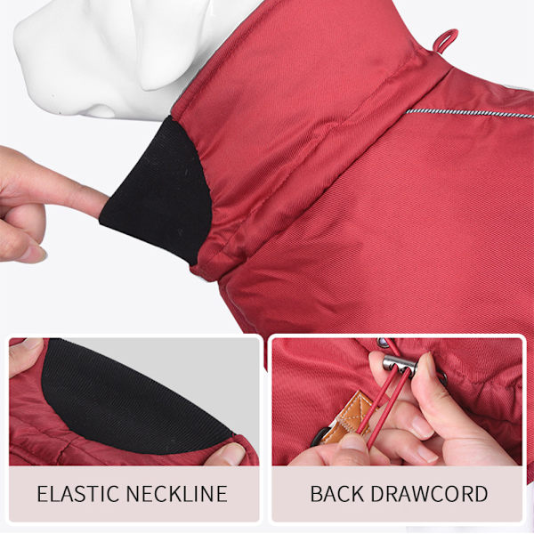 Hundkläder Vinterjacka Väst Vattentät för Stora Hundar Red wine 5XL