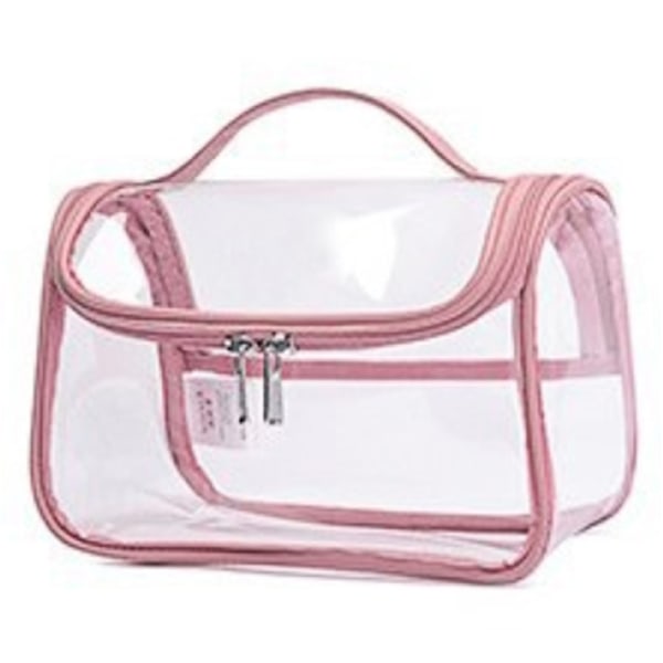 Kvinnor reser PVC-väska genomskinlig dragkedja Makeup-väskor Handväska pink