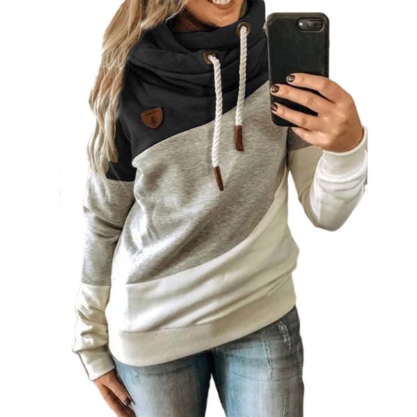 Huvtröja för kvinna med turtleneck sweatshirt hoodie sport camo tröja black M
